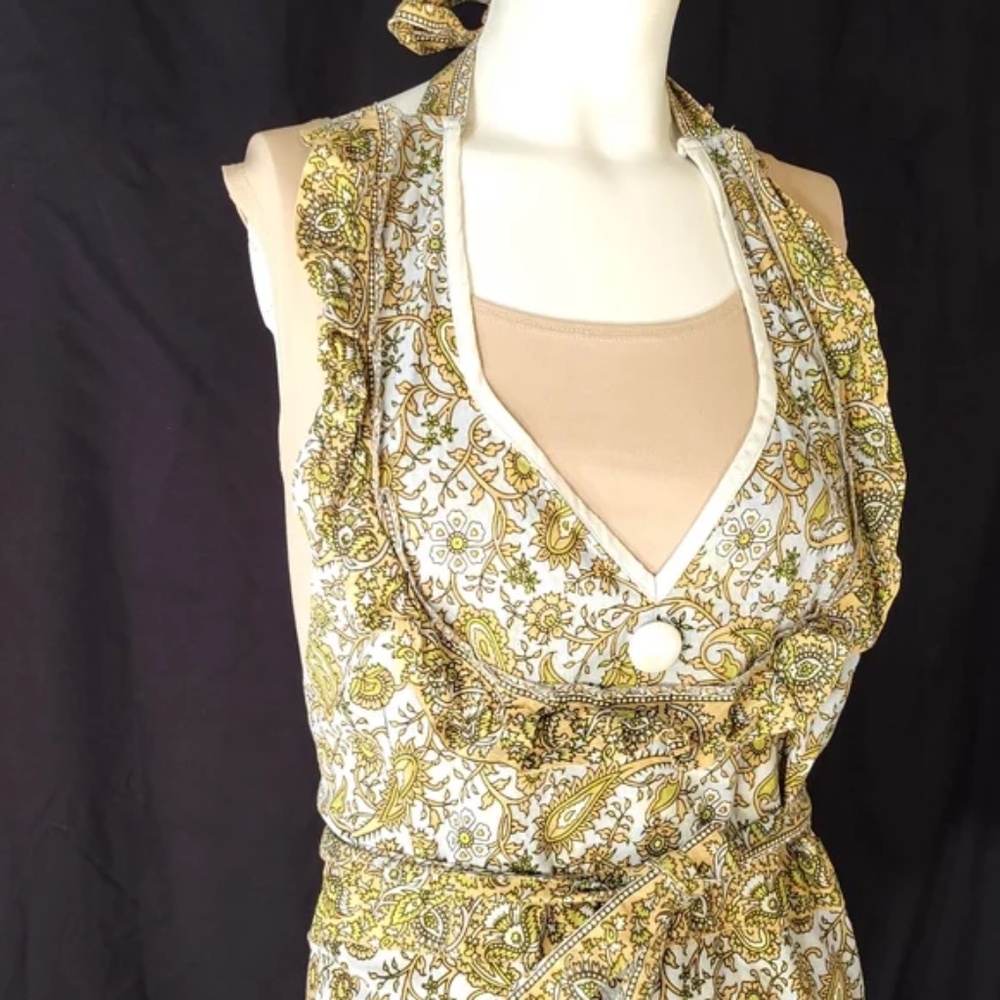 Vintage Paisley Kitchen Deep V NeckTie on Bib Apron